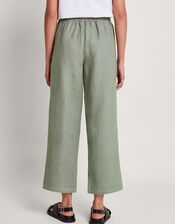 Parker Linen Crop Pants, Green (KHAKI), large