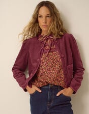 Fay Flower Button Corduroy Jacket, Red (BURGUNDY), large