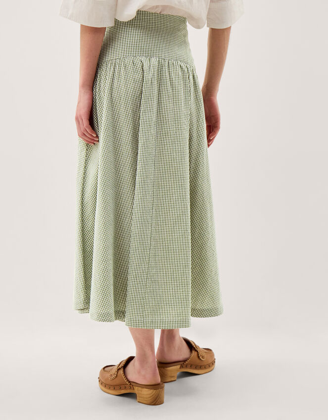 Gaia Gingham Midi Skirt, Green (GREEN), large