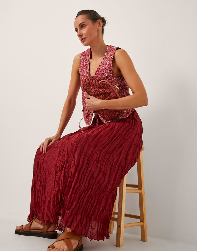 Odessa Crinkle Maxi Skirt, Red (CHERRY), large