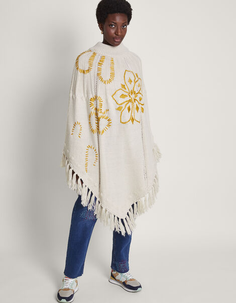 Piper Upcycled Embroidered Poncho, , large