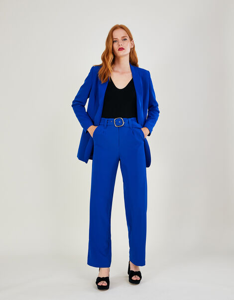 Thea Wide Leg Trousers with Recycled Polyester, Blue (COBALT), large