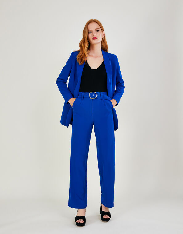 Thea Wide Leg Trousers with Recycled Polyester, Blue (COBALT), large