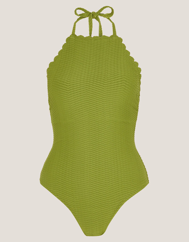 Alina Scallop Halter Swimsuit, Green (GREEN), large