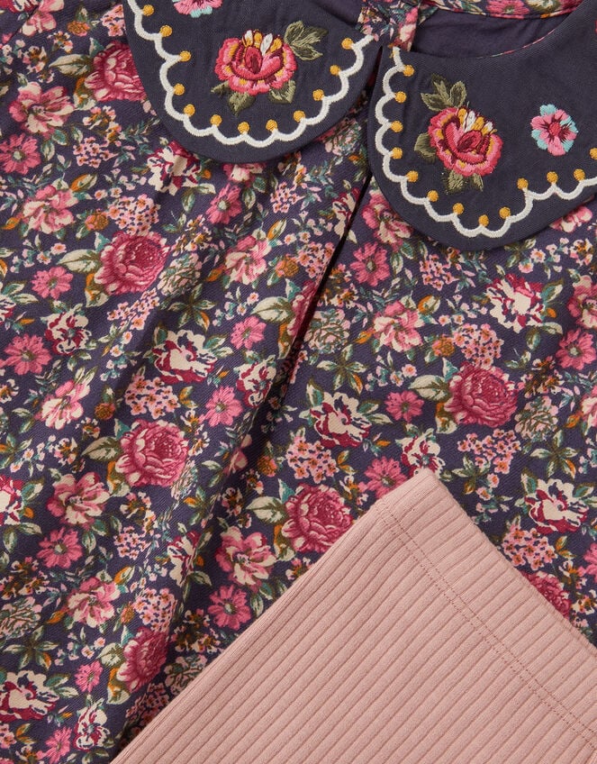 Baby Floral Blouse & Leggings Set, Blue (NAVY), large