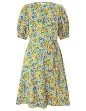 Louis Floral Poplin Dress in Organic Cotton, Blue (BLUE), large