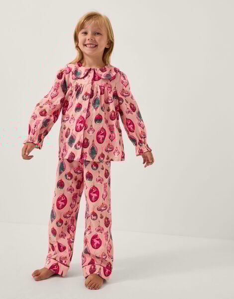 Christmas Bauble Print Long Pyjamas Set, Pink (PINK), large