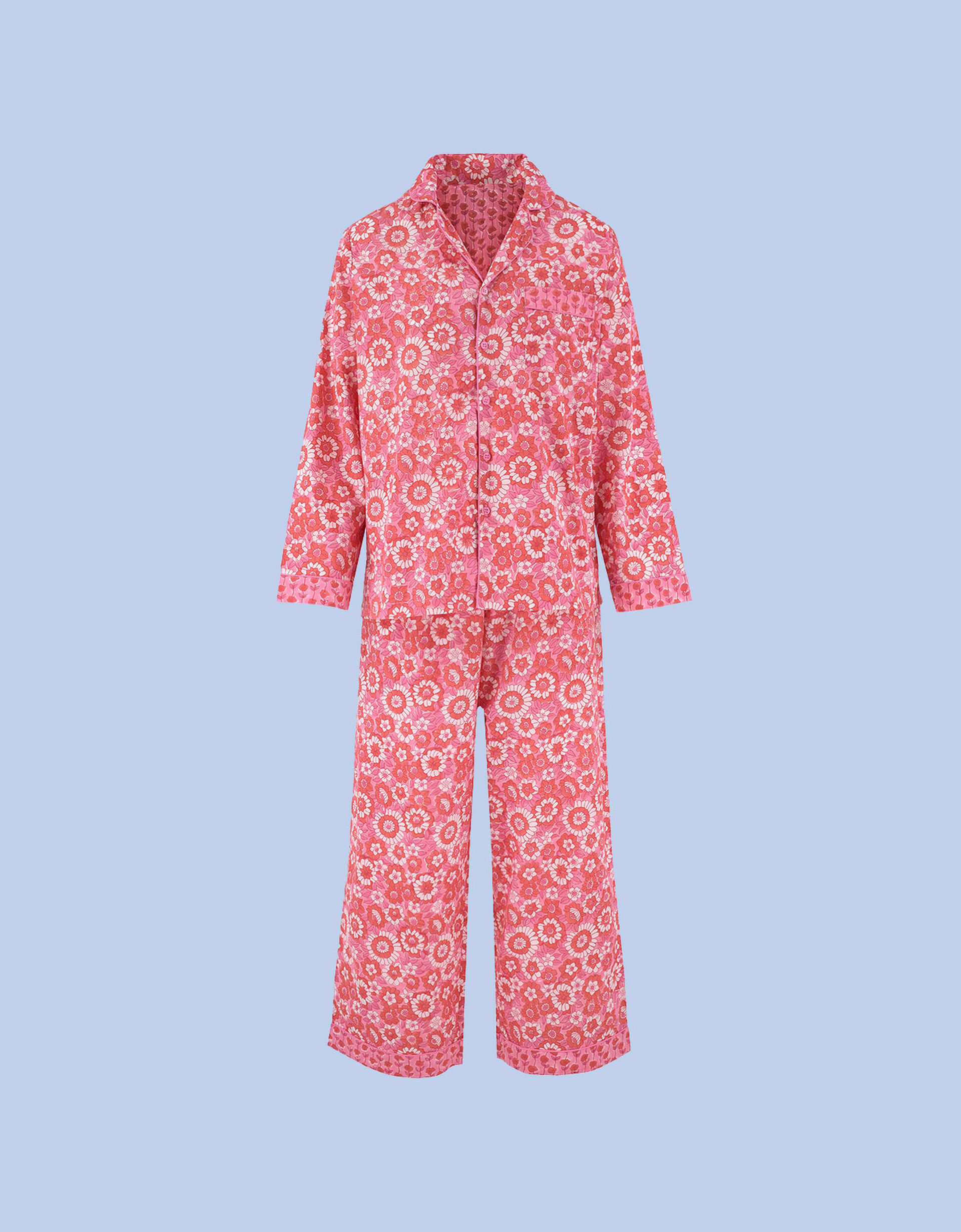 Dilli Grey Floral Long Sleeve Pyjamas, Red (RED), large