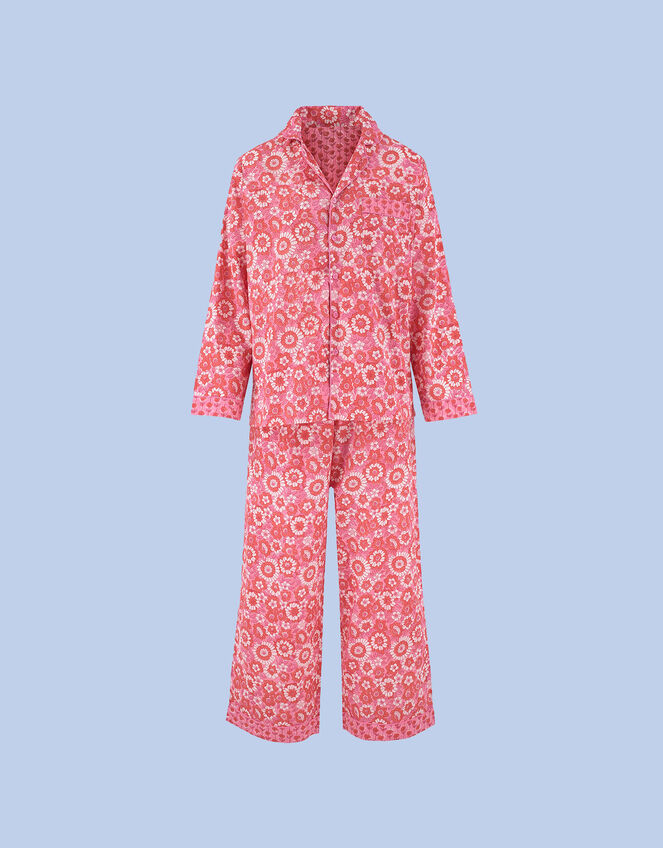 Dilli Grey Floral Long Sleeve Pyjamas, Red (RED), large