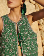 Petite Mendigote Floral Embellished Waistcoat, Green (GREEN), large
