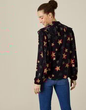 Sabrina Star Print Shirt, Black (BLACK), large