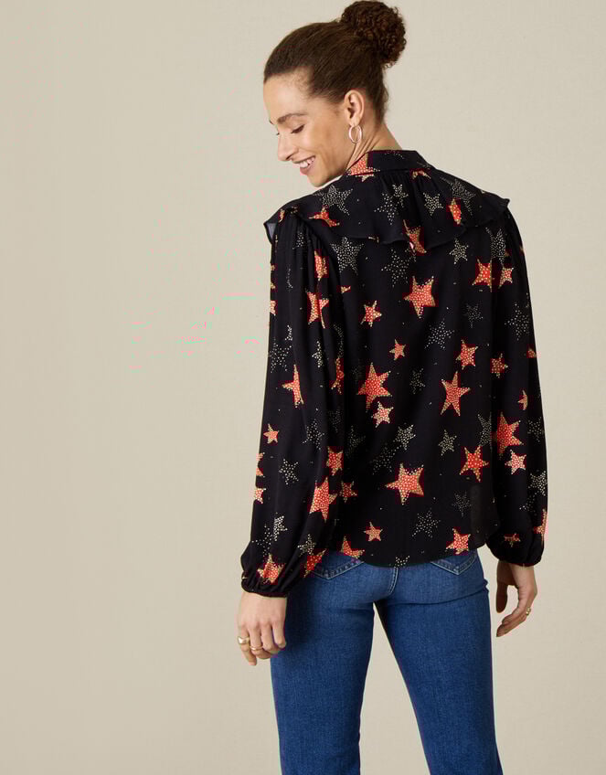 Sabrina Star Print Shirt, Black (BLACK), large