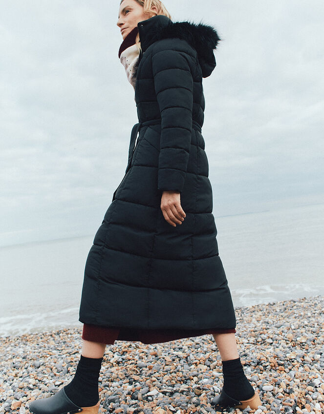 Morgan Hooded Padded Maxi Coat, Black (BLACK), large