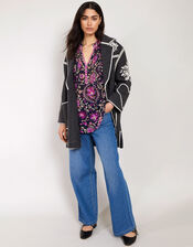 East Longline Wool Jacket, Grey (CHARCOAL), large