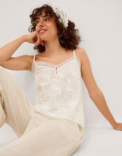 Rosie Embroidered Cami Top, White (WHITE), large