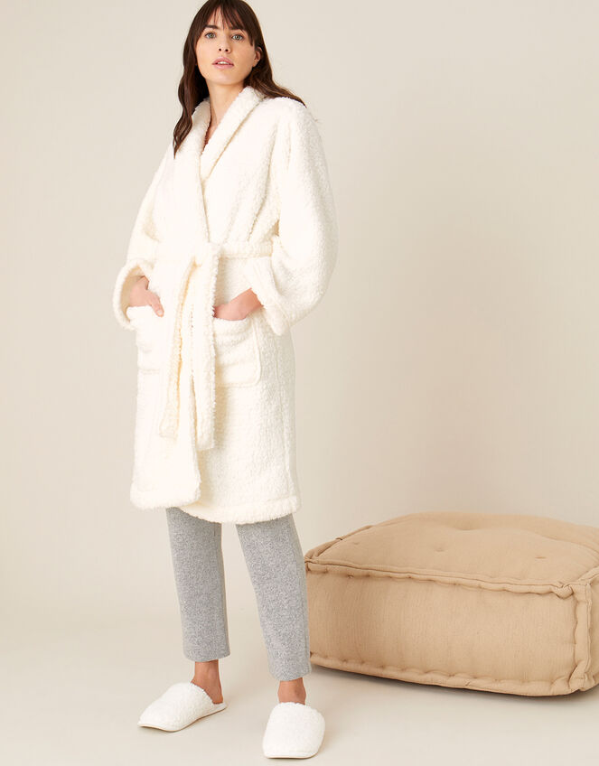 Lounge Fluffy Dressing Gown, Ivory (IVORY), large
