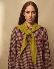 East Issy Knitted Triangle Scarf, Green (LIME), large