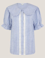Winnie Lace Stripe Shirt, Blue (BLUE), large