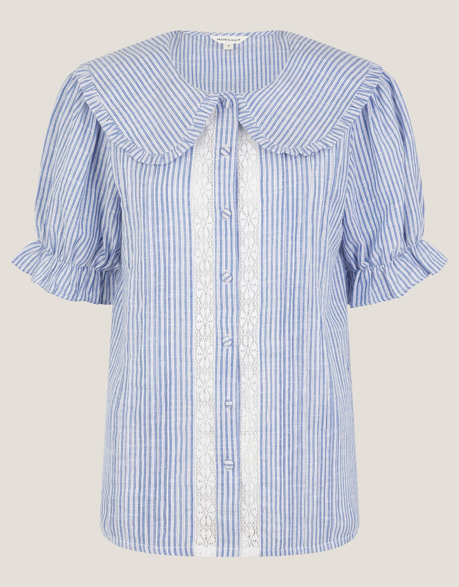 Winnie Lace Stripe Shirt, Blue (BLUE), large