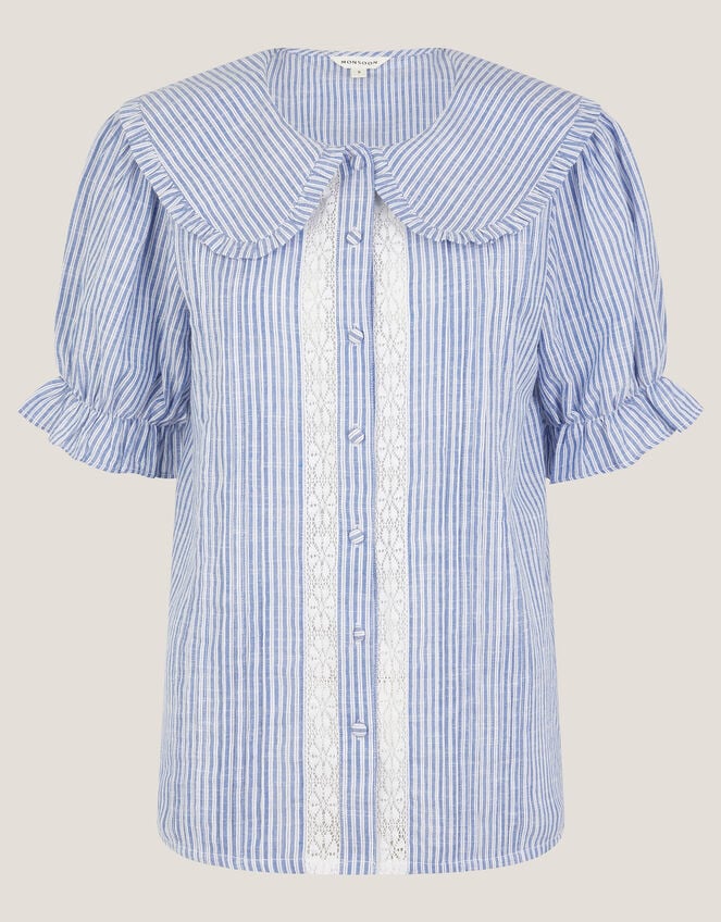 Winnie Lace Stripe Shirt, Blue (BLUE), large