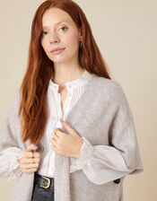 Longline Button Side Sleeveless Cardigan , Camel (OATMEAL), large