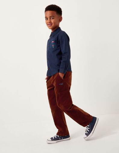 London Embroidered Twill Shirt, Blue (BLUE), large