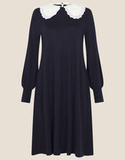 Charlotte Collar Swing Dress , Blue (NAVY), large