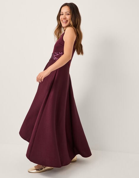 Sleeveless Sequin Prom Dress, Red (BERRY), large