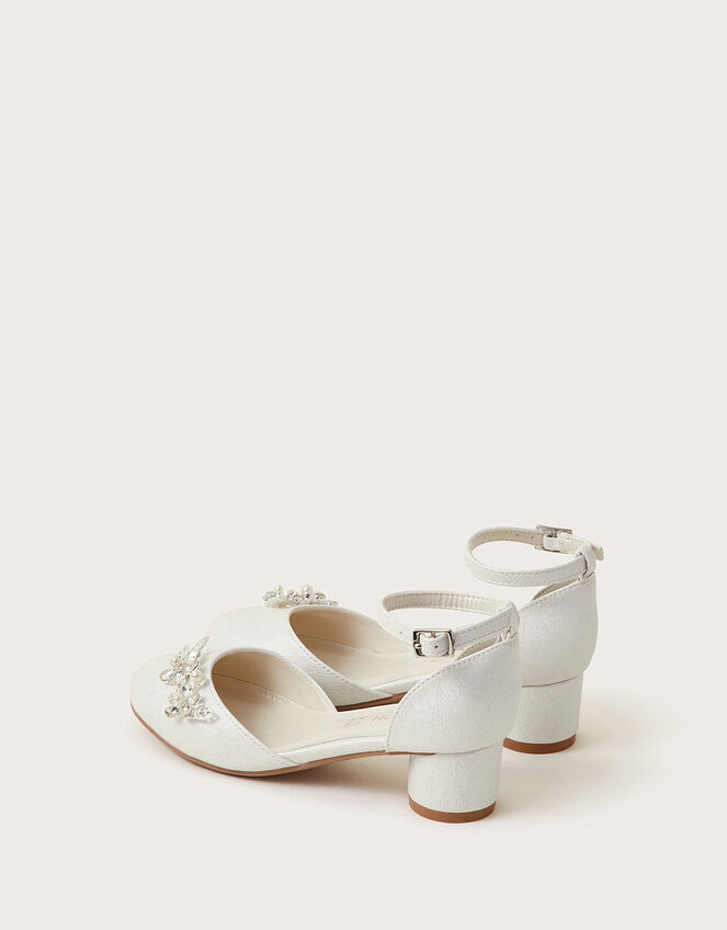 Two-Part Flower Gem Heels, Ivory (IVORY), large