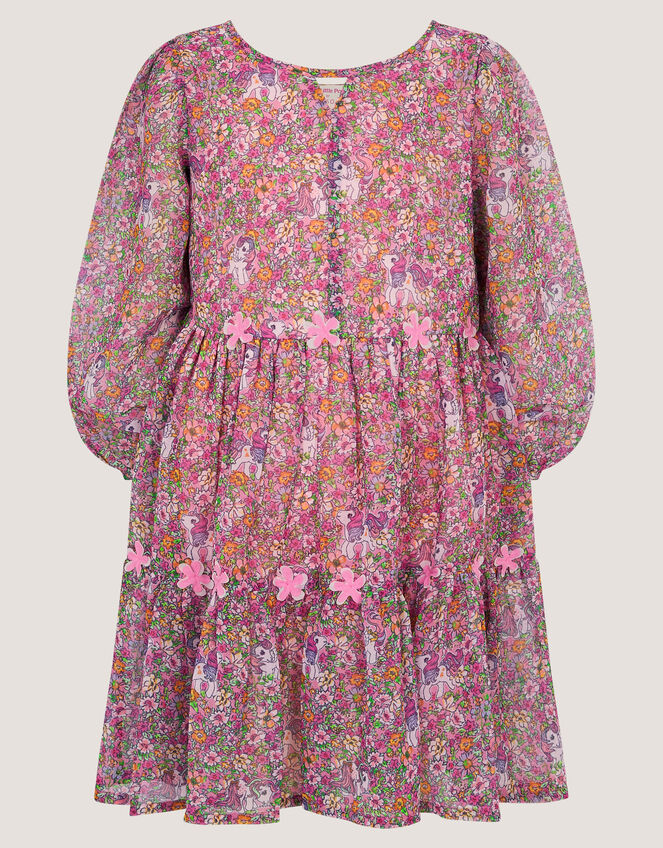 Monsoon x My Little Pony Ditsy Floral Print Dress, Multi (MULTI), large