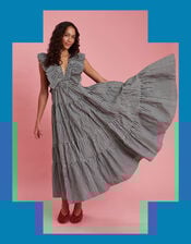 Sundress Shandrani Gingham Maxi Dress, Black (BLACK WHITE), large