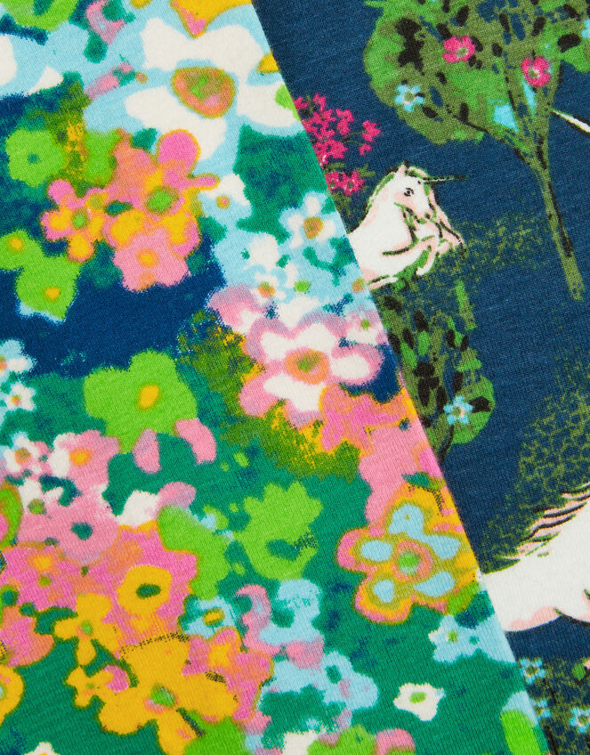 2-Pack Unicorn Floral Leggings, Blue (NAVY), large