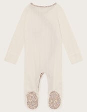 Newborn Peri Bunny Embroidered Sleepsuit, Ivory (IVORY), large