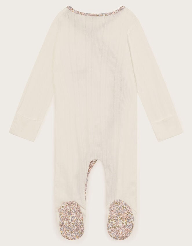 Newborn Peri Bunny Embroidered Sleepsuit, Ivory (IVORY), large