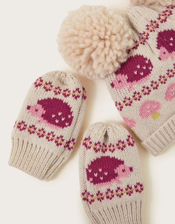 Baby Hedgehog Beanie Hat and Mittens Set, Multi (MULTI), large