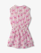Hatley Palm Print Sleeveless Dress, White (WHITE), large