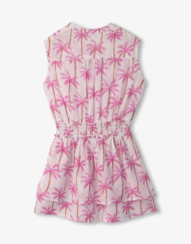 Hatley Palm Print Sleeveless Dress, White (WHITE), large