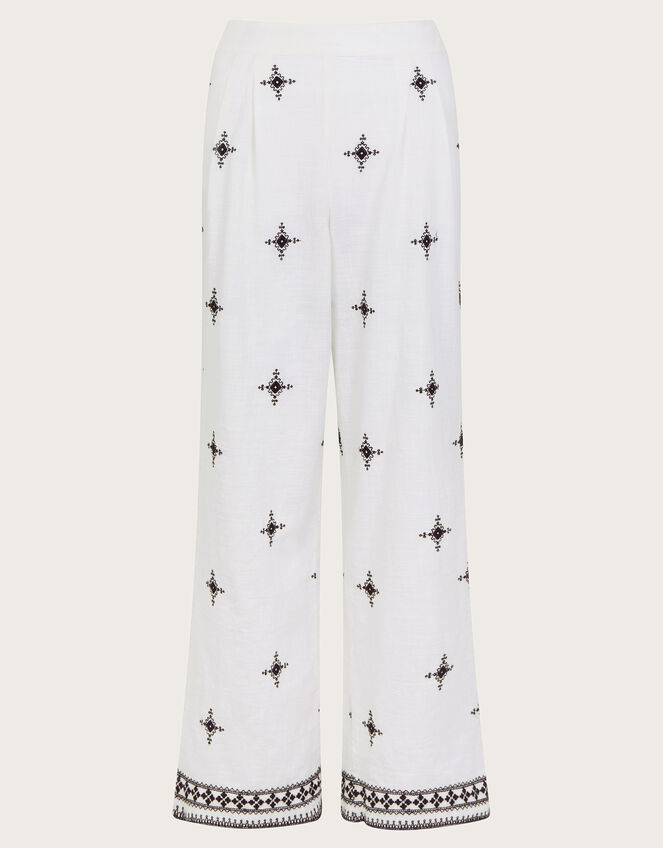 Eleanor Embroidered Trousers, Ivory (IVORY), large