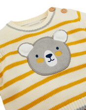 Newborn Bear Stripe Knit Set, Yellow (MUSTARD), large