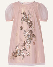 Sequin Unicorn Trapeze Dress, Pink (PINK), large