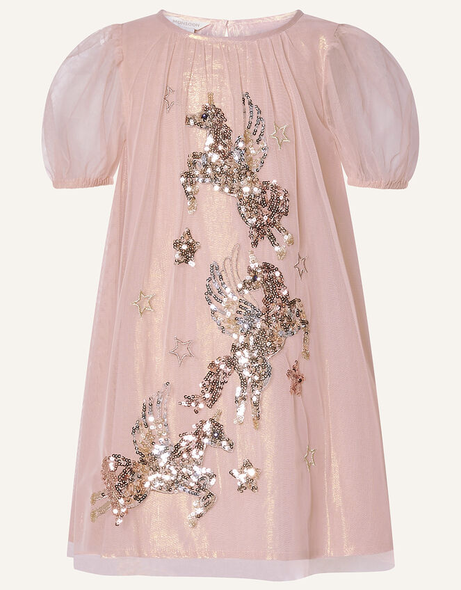 Sequin Unicorn Trapeze Dress, Pink (PINK), large