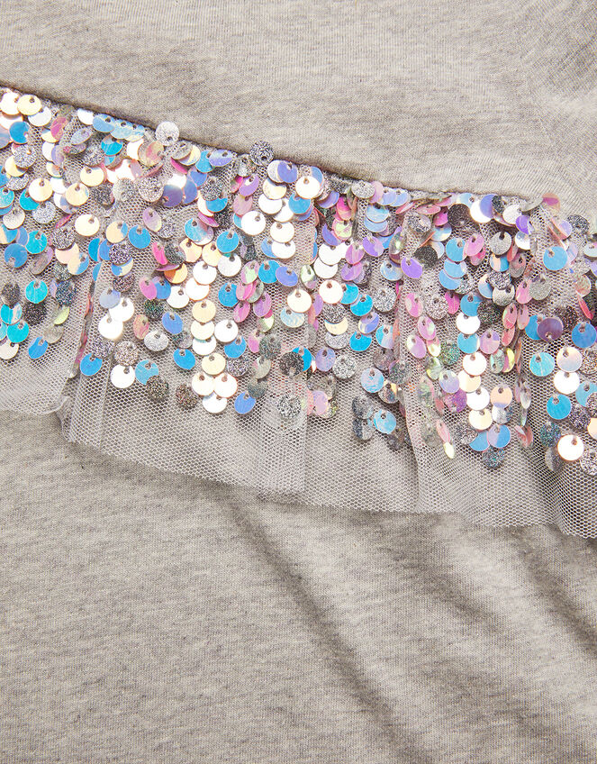 Sequin Ruffle Party T-Shirt, Grey (GREY), large