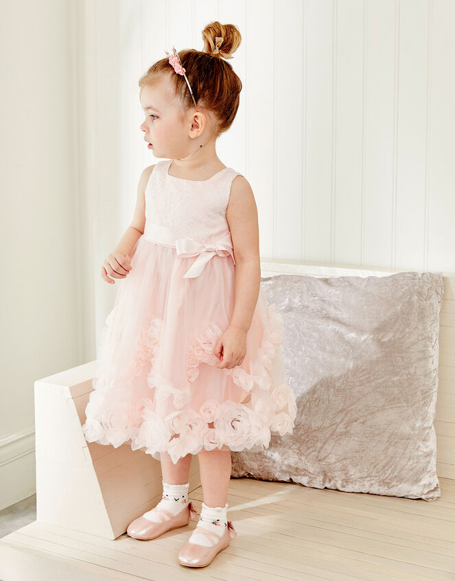 Baby Rosette Lace Dress, Pink (PALE PINK), large
