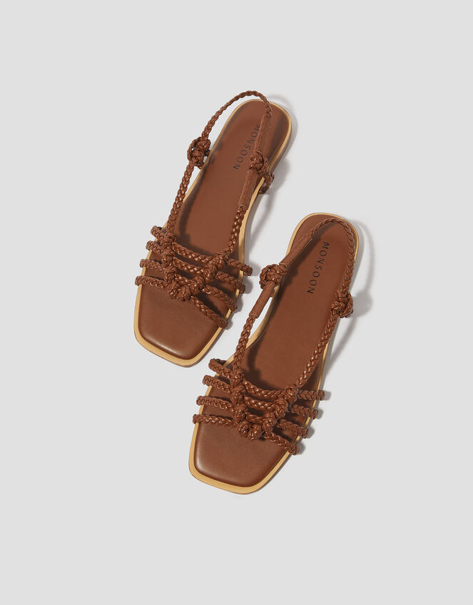 Haf Metallic Braided Sandals, Tan (TAN), large