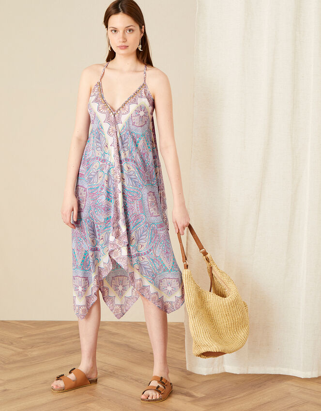 Perla Paisley Hanky Hem Dress, Pink (PINK), large