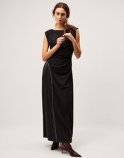 Tansy Sparkle Trim Jersey Maxi Dress, Black (BLACK), large
