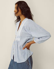Callie Stripe Blouse, Blue (BLUE), large