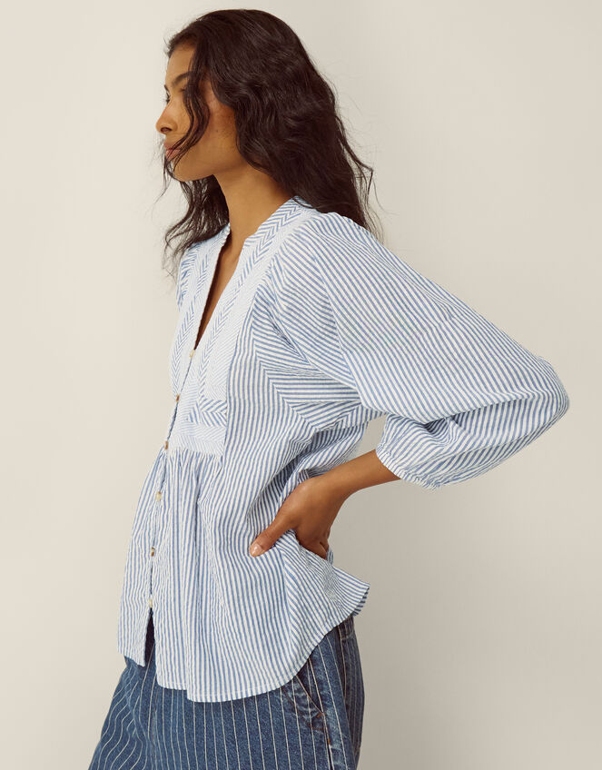 Callie Stripe Blouse, Blue (BLUE), large