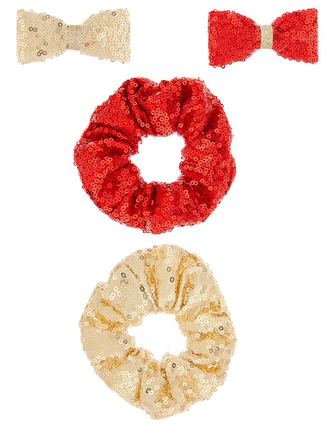Sequin Bow and Hair Scrunchie Set, , large