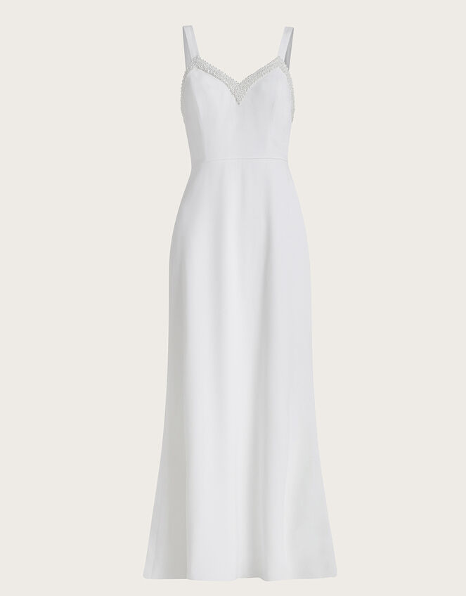 Kate Pearl Trim Bridal Maxi Dress, Ivory (IVORY), large